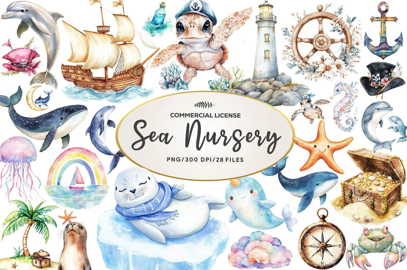 Adventure At Sea Nursery Clipart Bundle - CraftNest - Digital Crafting and Art