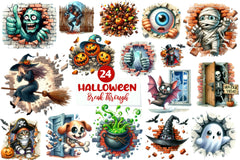 Funny Halloween Break Through Clipart Bundle - CraftNest - Digital Crafting and Art