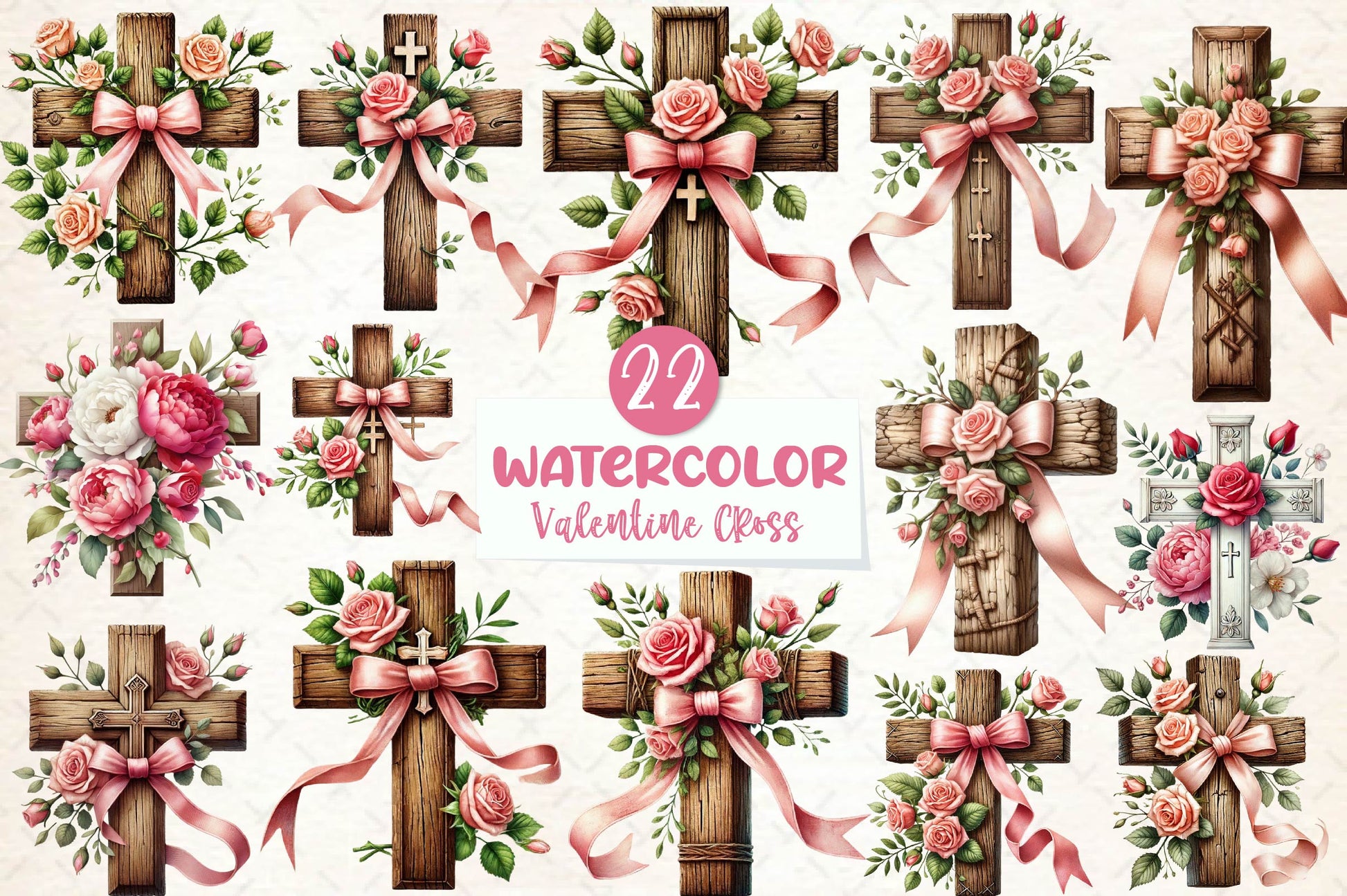 Valentine Cross Clipart Bundle 1 - CraftNest - Digital Crafting and Art