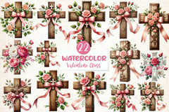 Valentine Cross Clipart Bundle 1 - CraftNest - Digital Crafting and Art