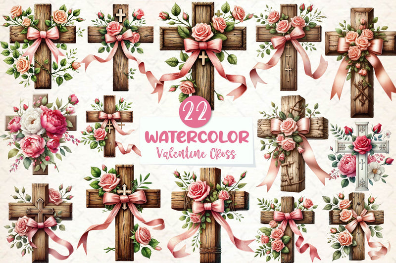 Valentine Cross Clipart Bundle 1 - CraftNest - Digital Crafting and Art