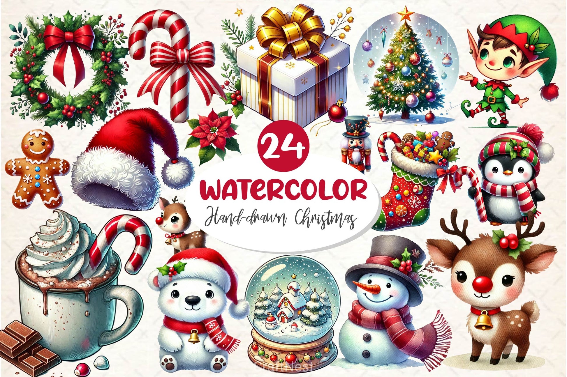 Hand Drawn Cartoon Christmas Clipart Bundle 2 - CraftNest - Digital Crafting and Art