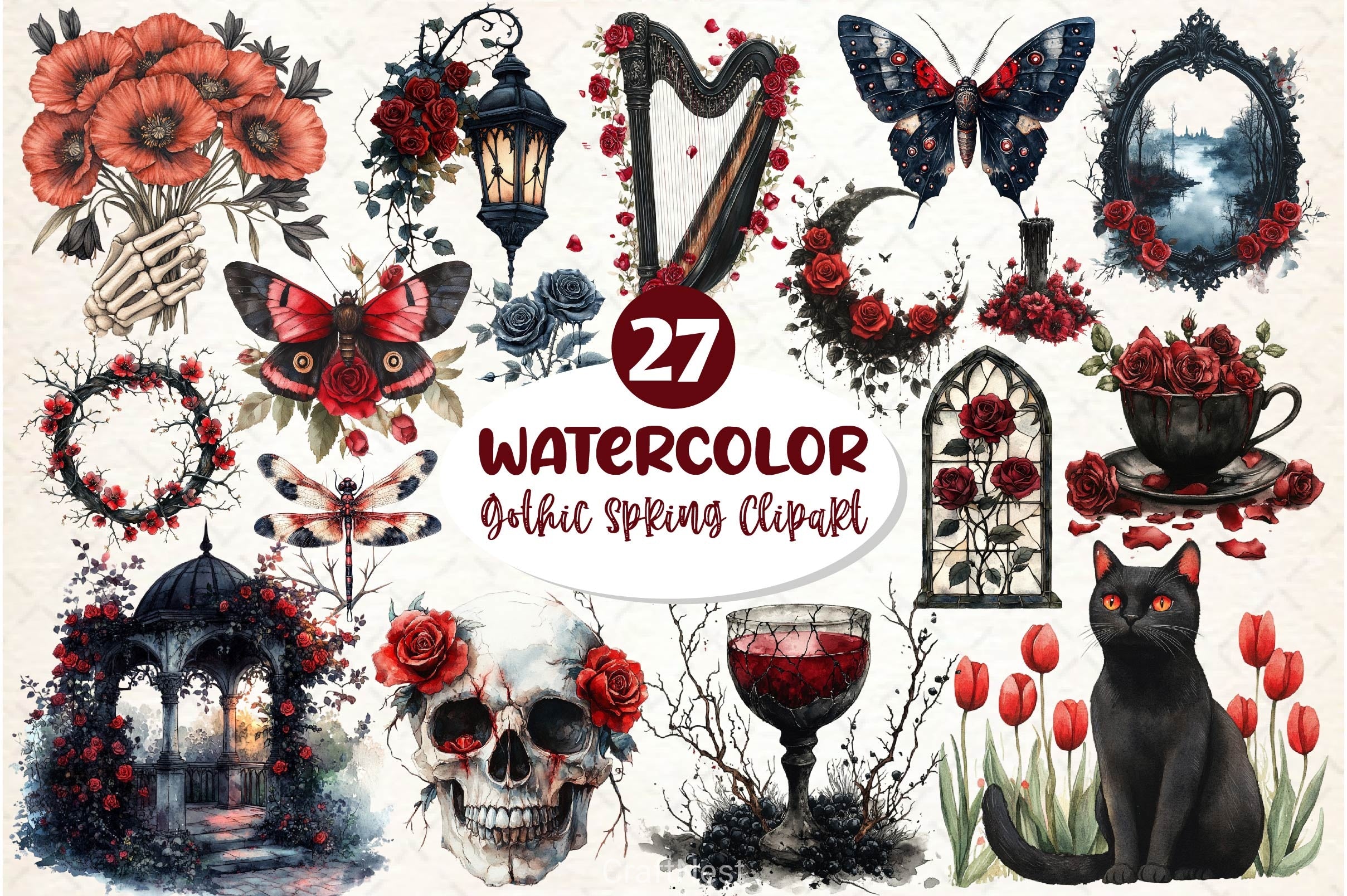 Gothic Spring Clipart Bundle 3 - CraftNest - Digital Crafting and Art