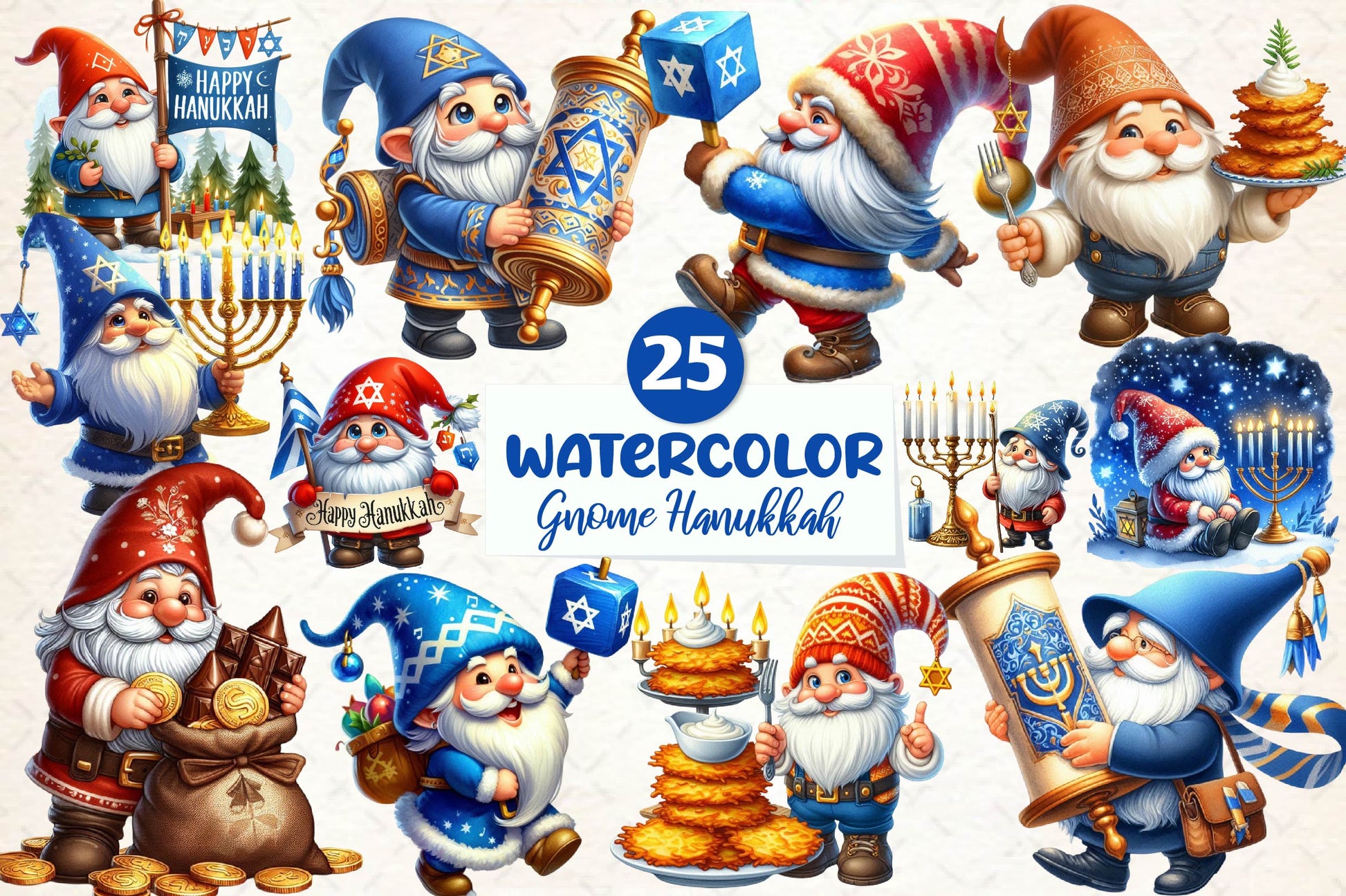 Gnome Hanukkah Clipart Bundle - CraftNest - Digital Crafting and Art