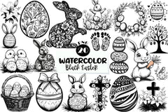 Black And White Easter Day Clipart Bundle - CraftNest - Digital Crafting and Art