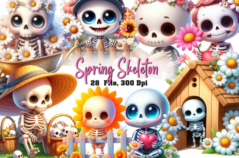 Spring Skeleton Clipart Bundle - CraftNest - Digital Crafting and Art
