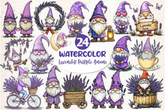 Lavender Purple Gnome Clipart Bundle 2 - CraftNest - Digital Crafting and Art