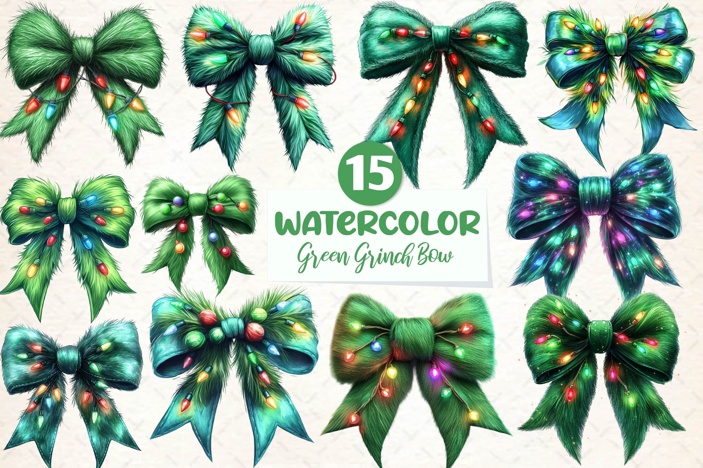 Green Grinch Coquette Bow Clipart Bundle - CraftNest - Digital Crafting and Art