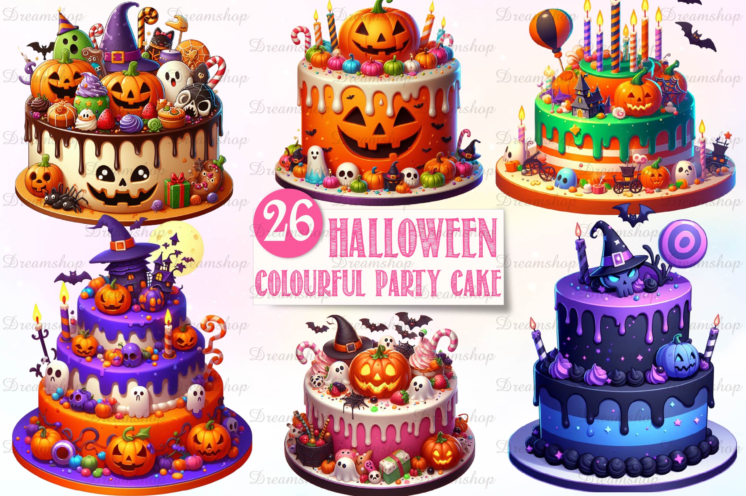 Halloween Party Cake Clipart Bundle - CraftNest - Digital Crafting and Art