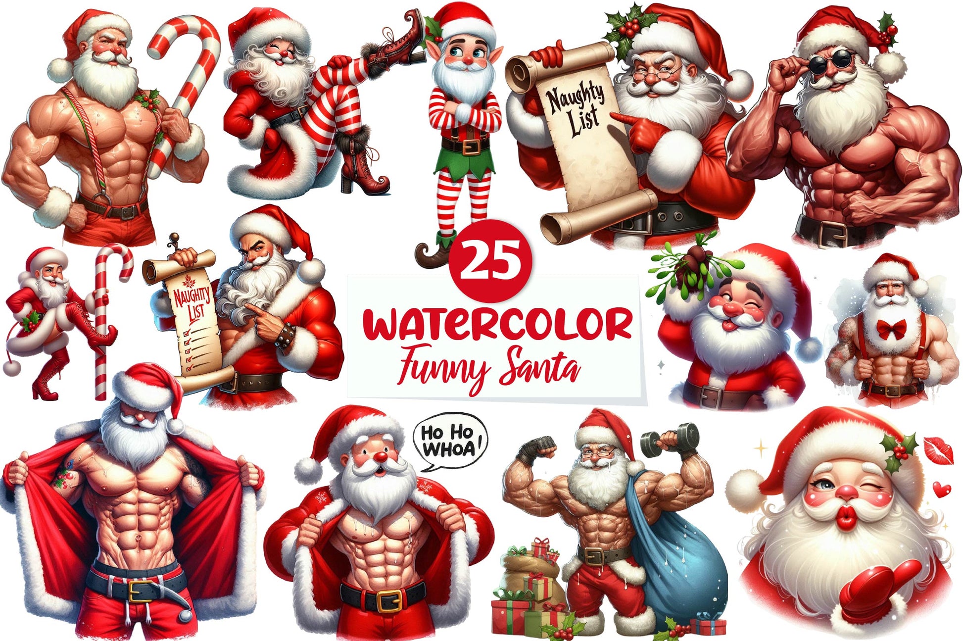 Funny Santa Claus Christmas Clipart Bundle 1 - CraftNest - Digital Crafting and Art