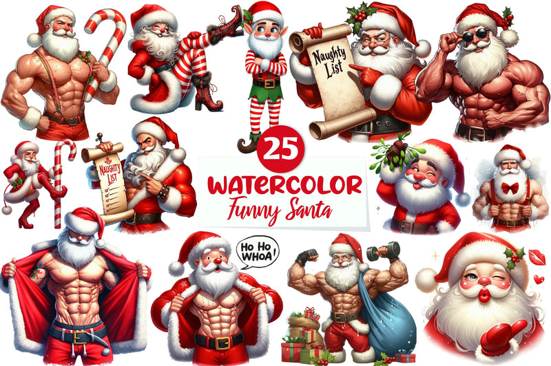 Funny Santa Claus Christmas Clipart Bundle 1 - CraftNest - Digital Crafting and Art