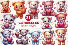 Cute Valentine Teddy Bear Clipart Bundle - CraftNest - Digital Crafting and Art