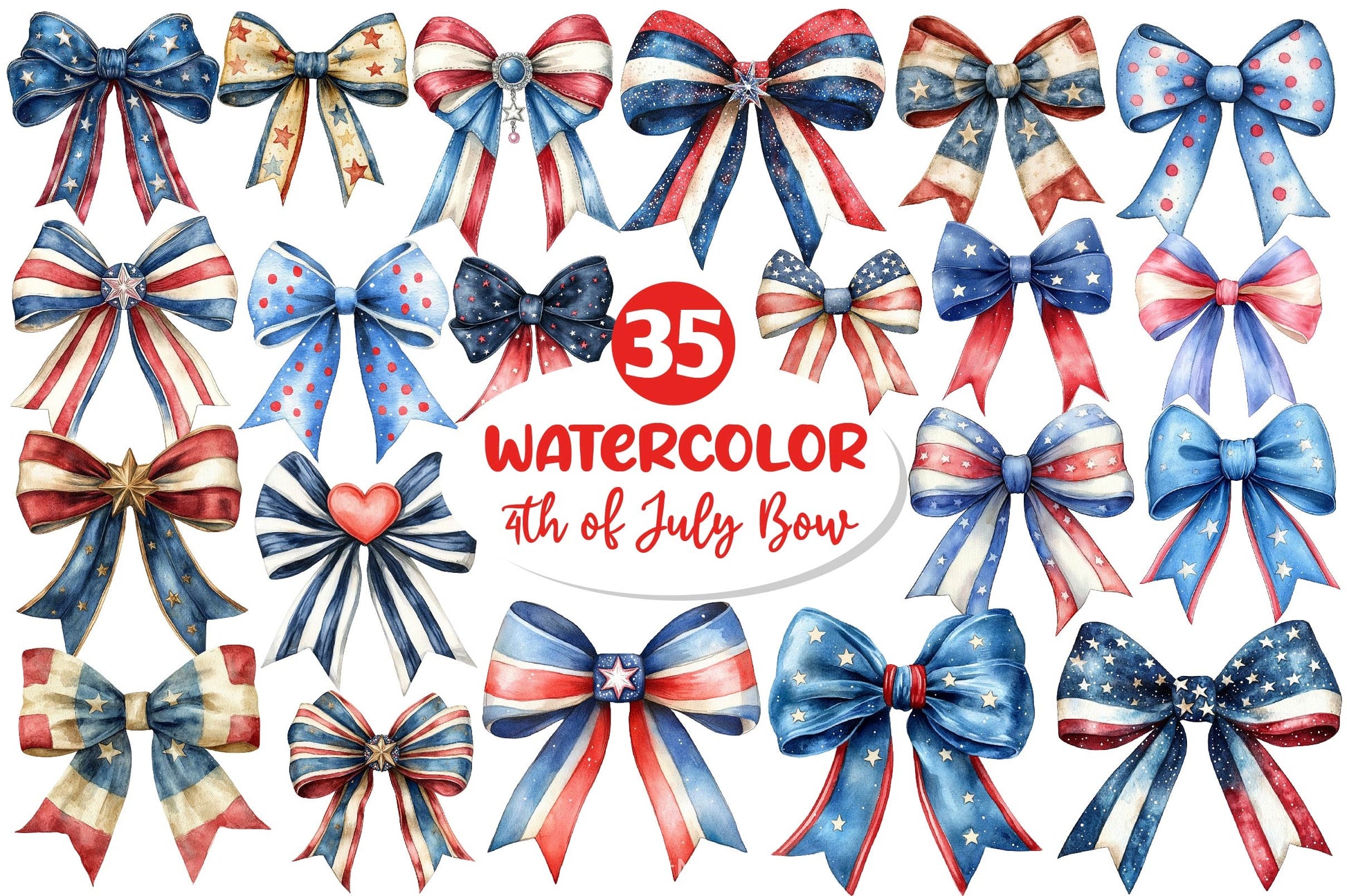 4th Of July Bow Clipart Bundle 2 - CraftNest - Digital Crafting and Art