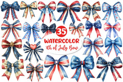 4th Of July Bow Clipart Bundle 2 - CraftNest - Digital Crafting and Art