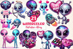 Valentines Day Aliens Clipart Bundle - CraftNest - Digital Crafting and Art