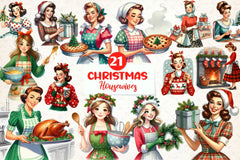 Retro Christmas Housewives Clipart Bundle - CraftNest - Digital Crafting and Art