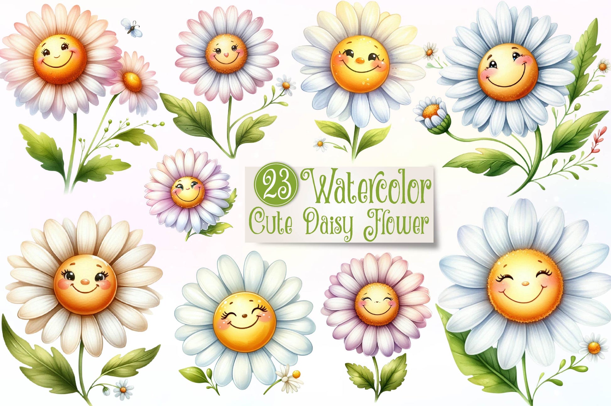 Cute Daisy Flower Clipart Bundle - CraftNest - Digital Crafting and Art
