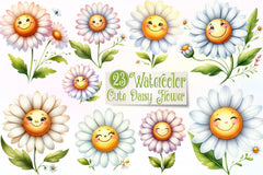 Cute Daisy Flower Clipart Bundle - CraftNest - Digital Crafting and Art