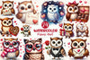 Cute Kawaii Owl Valentine Clipart Bundle