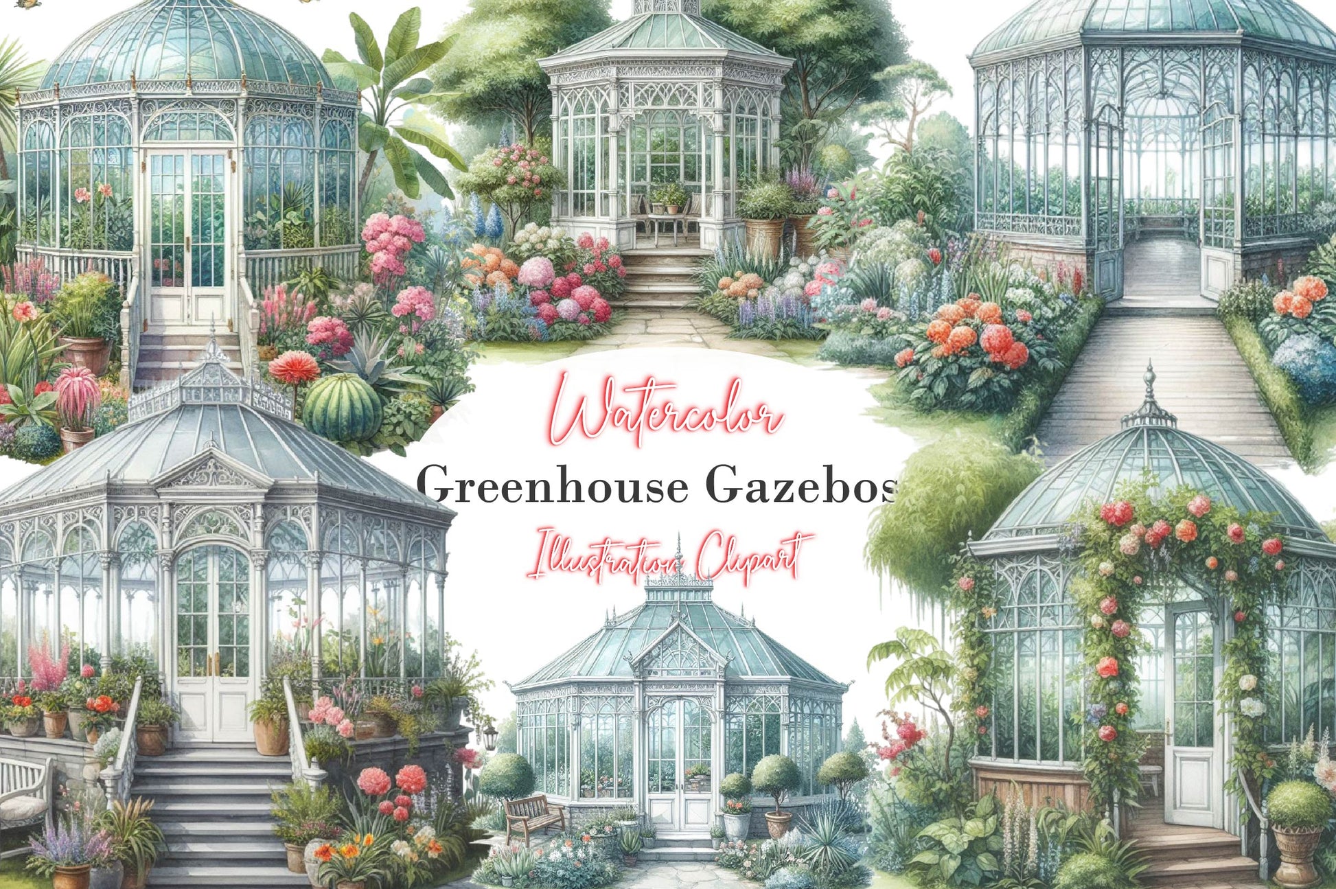 Greenhouse Gazebos Clipart Bundle - CraftNest - Digital Crafting and Art
