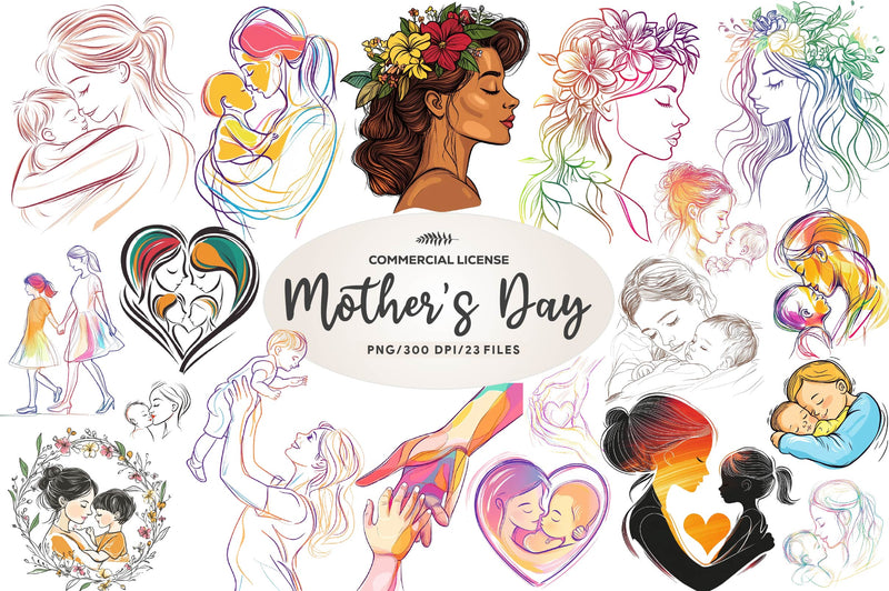 Minimalist Mothers Day Clipart Bundle - CraftNest - Digital Crafting and Art