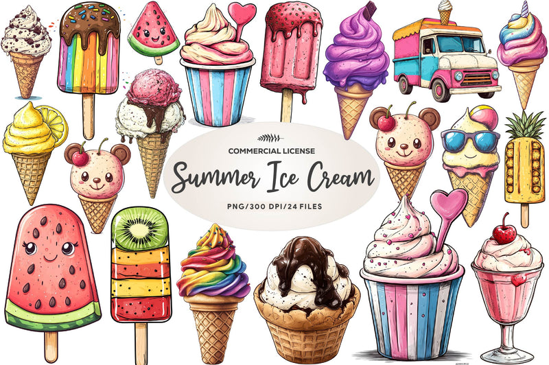 Summer Ice Cream Clipart Bundle 4 - CraftNest - Digital Crafting and Art