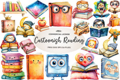 Cartoonish Reading Books Clipart Bundle - CraftNest - Digital Crafting and Art