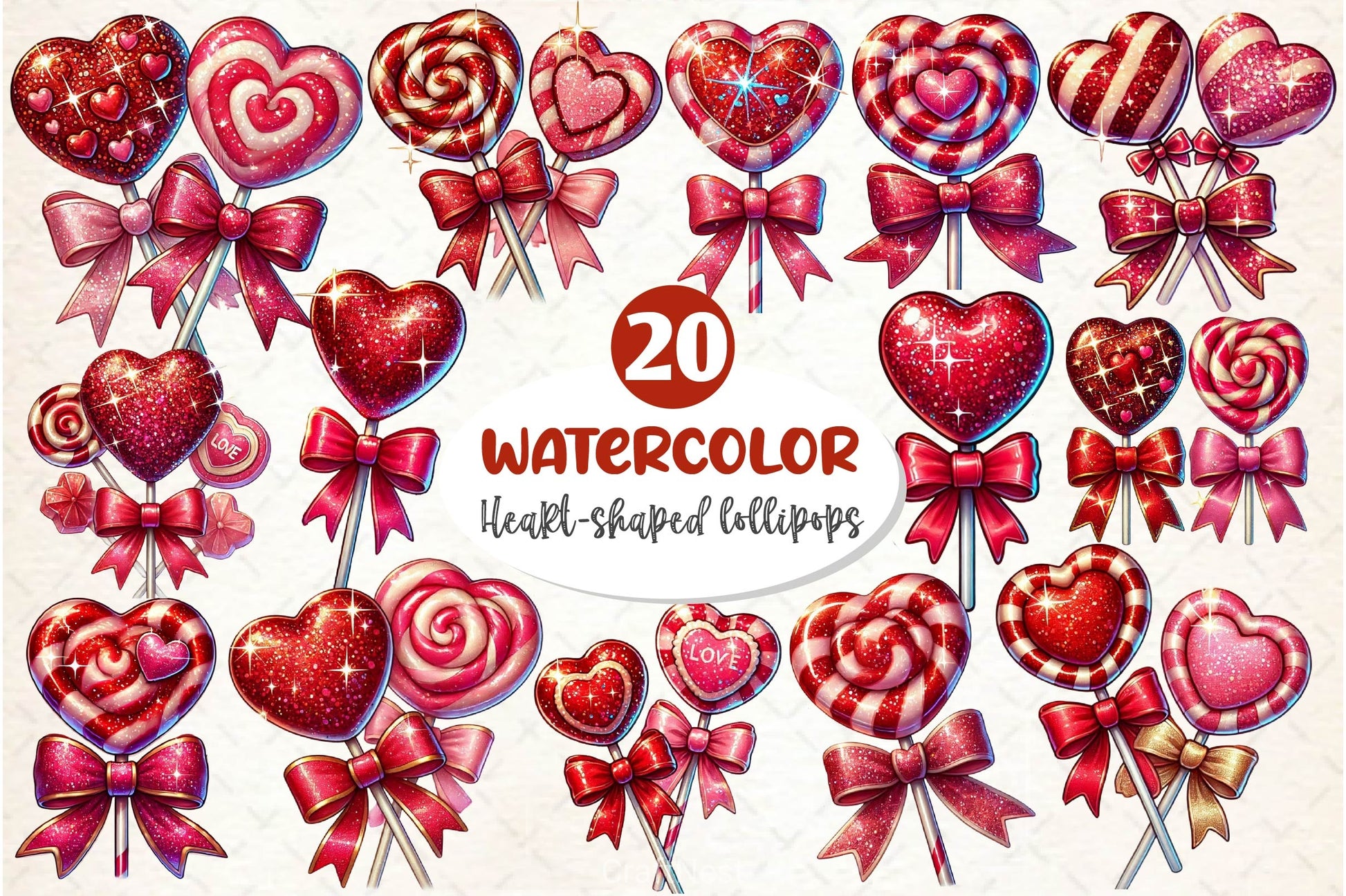 Glitter Valentine Lollipops Clipart Bundle - CraftNest - Digital Crafting and Art