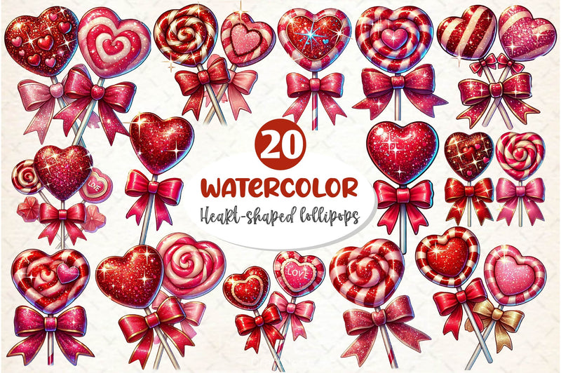 Glitter Valentine Lollipops Clipart Bundle - CraftNest - Digital Crafting and Art