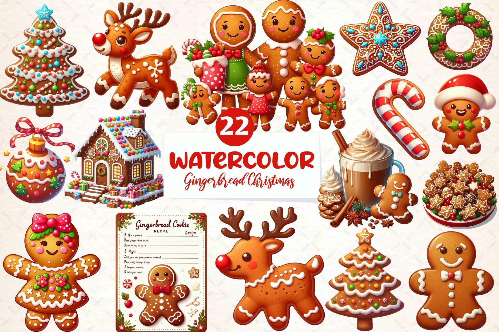 Gingerbread Cookie Christmas Clipart Bundle - CraftNest - Digital Crafting and Art