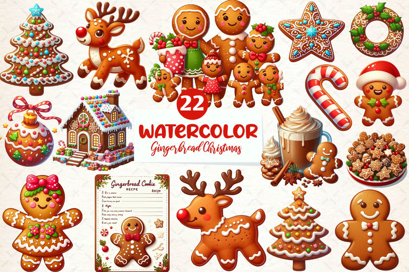Gingerbread Cookie Christmas Clipart Bundle - CraftNest - Digital Crafting and Art