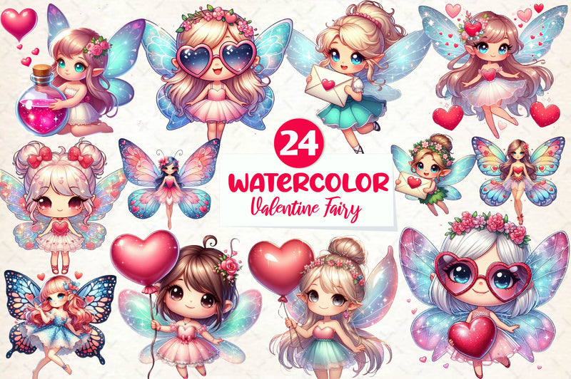 Chibi Valentine Fairy Clipart Bundle - CraftNest - Digital Crafting and Art