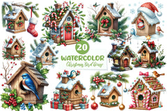 Christmas Bird House Clipart Bundle 1 - CraftNest - Digital Crafting and Art
