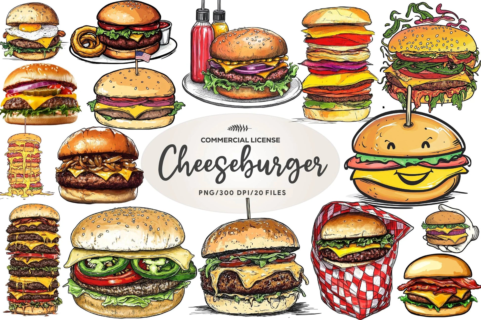 Cheeseburger Clipart Bundle - CraftNest - Digital Crafting and Art