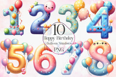 Happy Birthday Balloon Numbers Clipart Bundle - CraftNest - Digital Crafting and Art