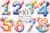 Happy Birthday Balloon Numbers Clipart Bundle