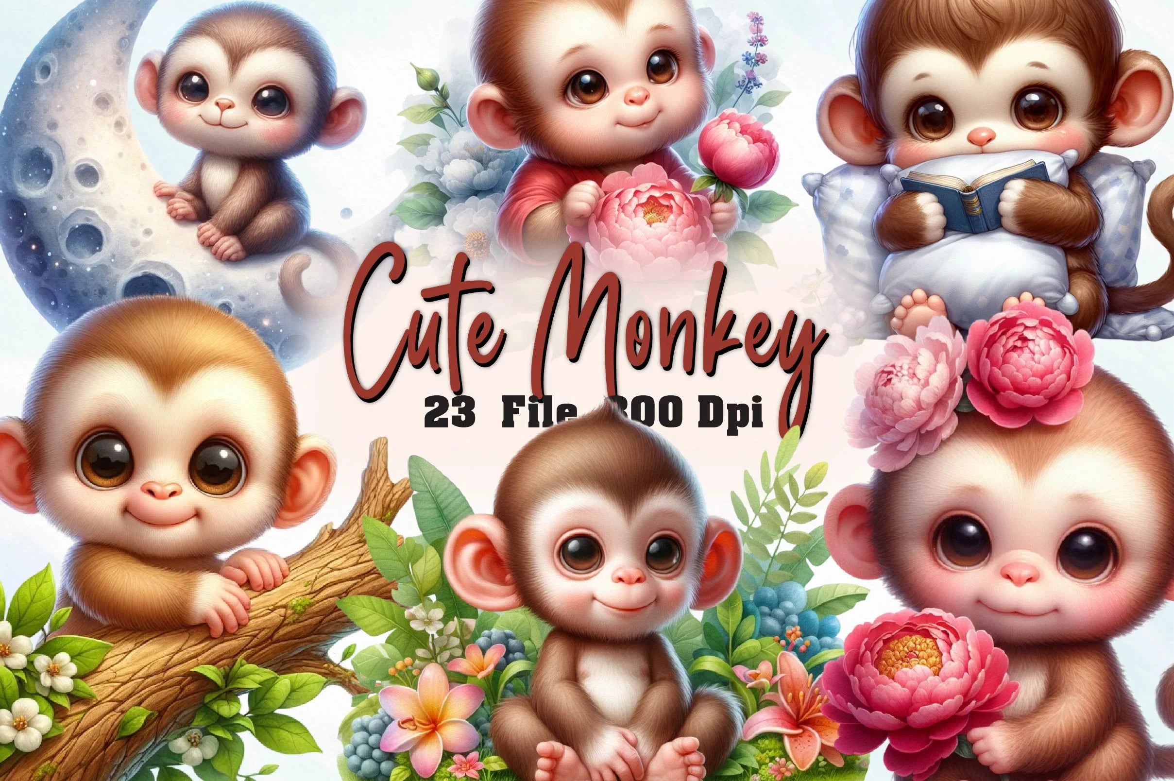Monkey Clipart Bundle - CraftNest - Digital Crafting and Art