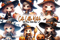 Cute Little Witch Clipart Bundle - CraftNest - Digital Crafting and Art