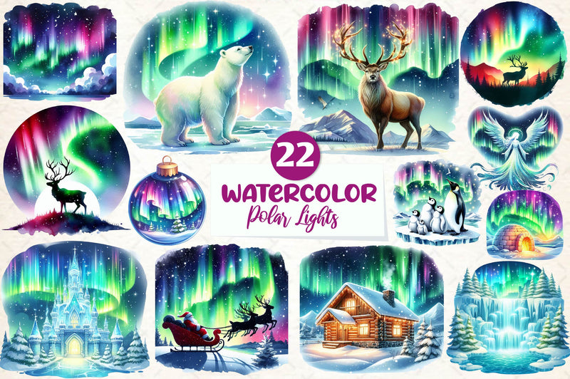 Polar Lights Winter Clipart Bundle - CraftNest - Digital Crafting and Art