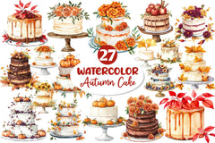 Autumn Wedding Cake Clipart Bundle - CraftNest - Digital Crafting and Art