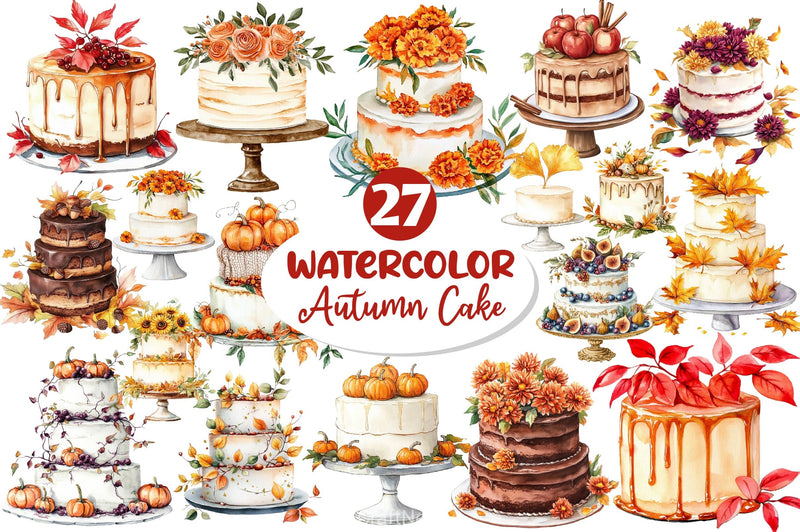Autumn Wedding Cake Clipart Bundle - CraftNest - Digital Crafting and Art