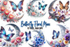 Butterfly With Floral Moon Clipart Bundle