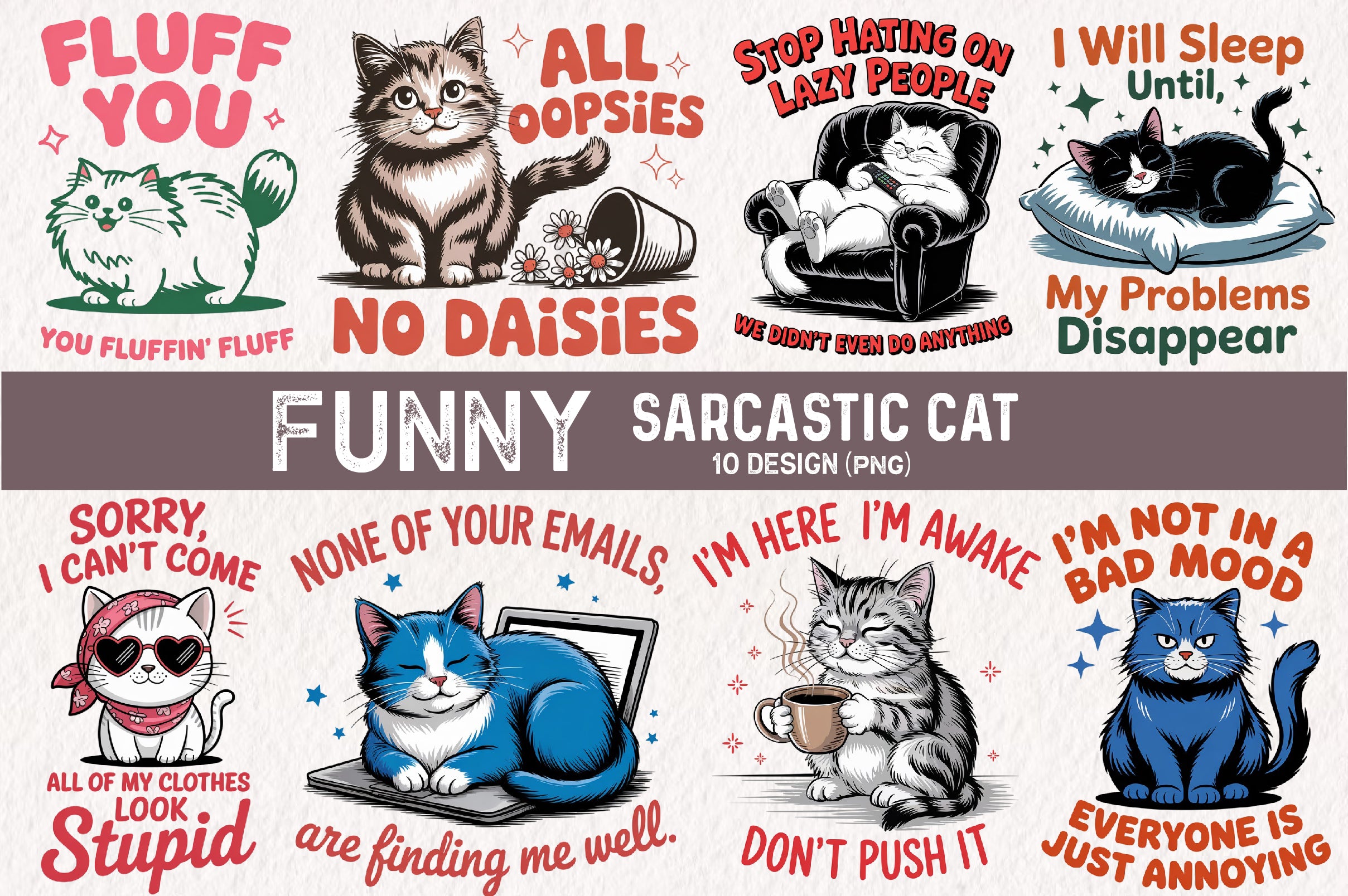 Funny Sarcastic Cat Clipart Bundle - CraftNest - Digital Crafting and Art