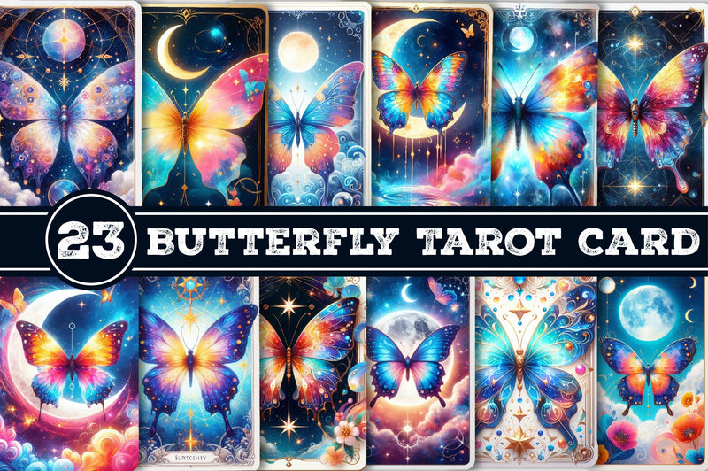 Magic And Celestial Butterfly Tarot Card Clipart Bundle - CraftNest - Digital Crafting and Art