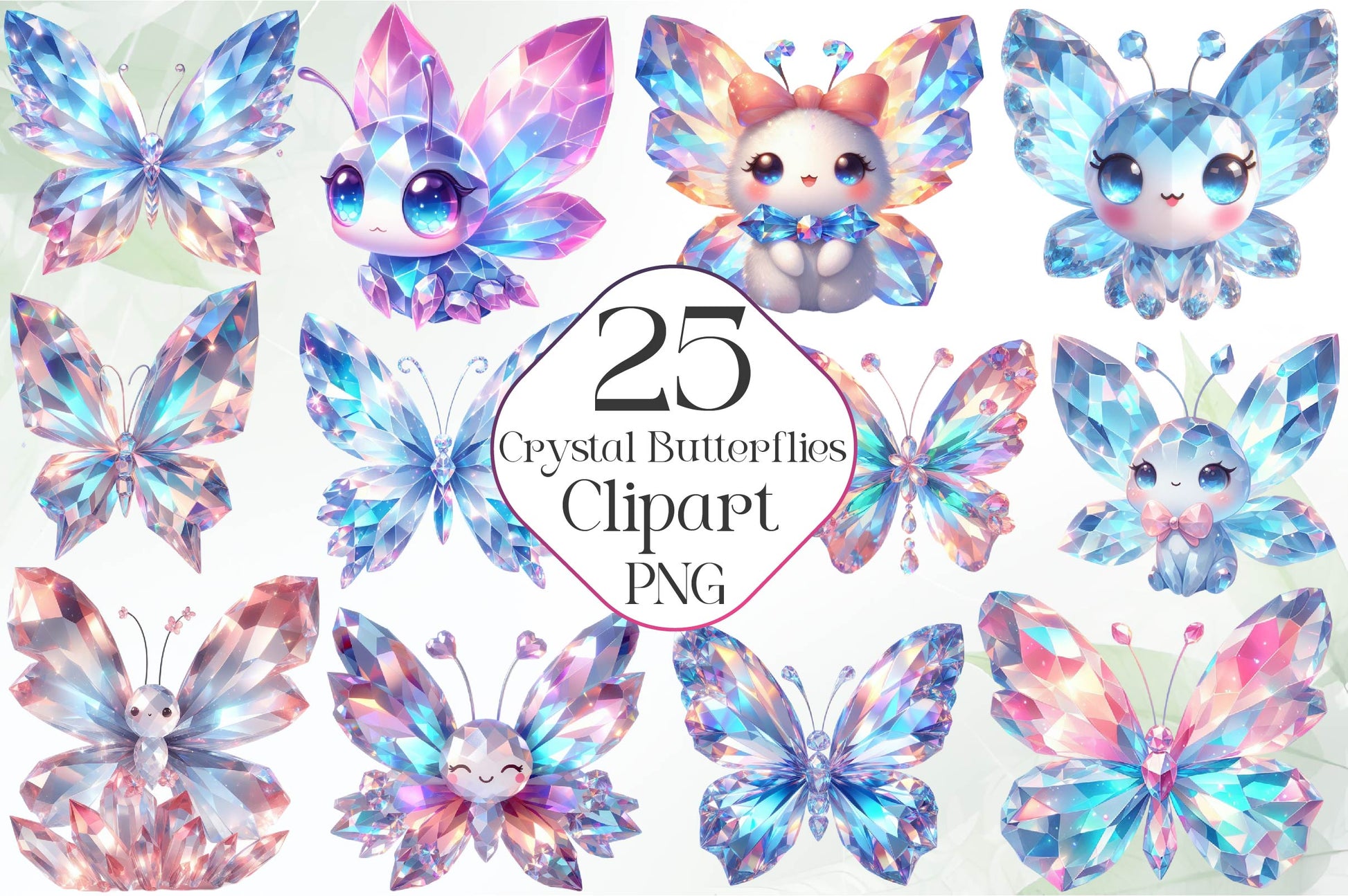 Crystal Butterflies Clipart Bundle - CraftNest - Digital Crafting and Art