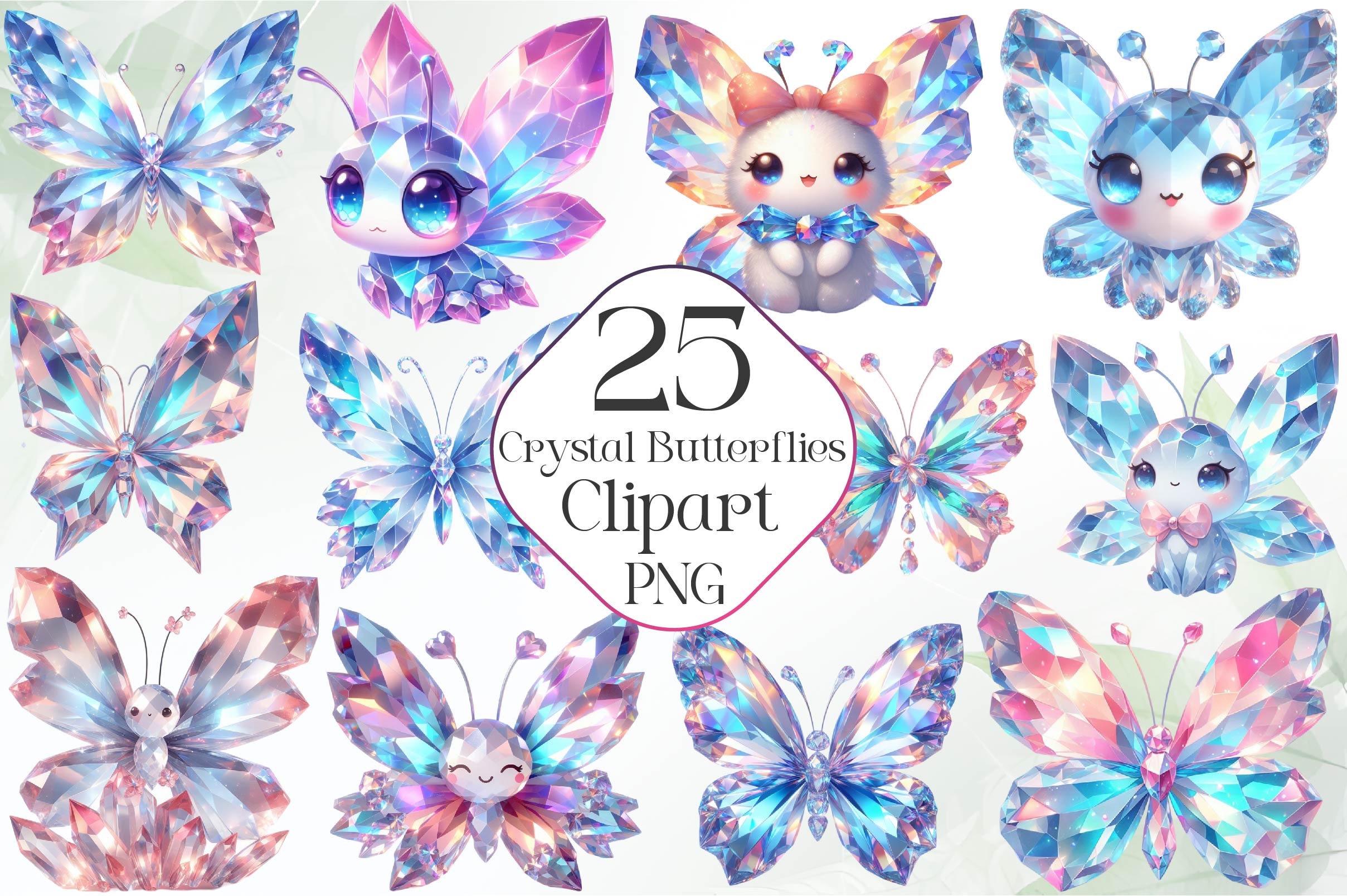 Crystal Butterflies Clipart Bundle - CraftNest - Digital Crafting and Art