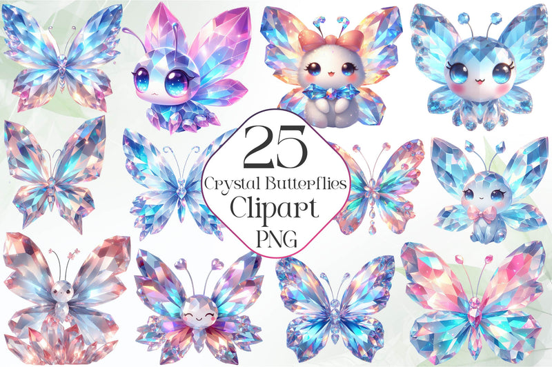 Crystal Butterflies Clipart Bundle - CraftNest - Digital Crafting and Art