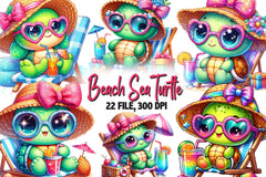 Chic Beach Sea Turtle Clipart Bundle - CraftNest - Digital Crafting and Art