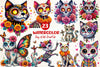 Day Of The Dead Cat Clipart Bundle