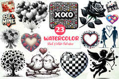 Black & White Valentine Clipart Bundle - CraftNest - Digital Crafting and Art